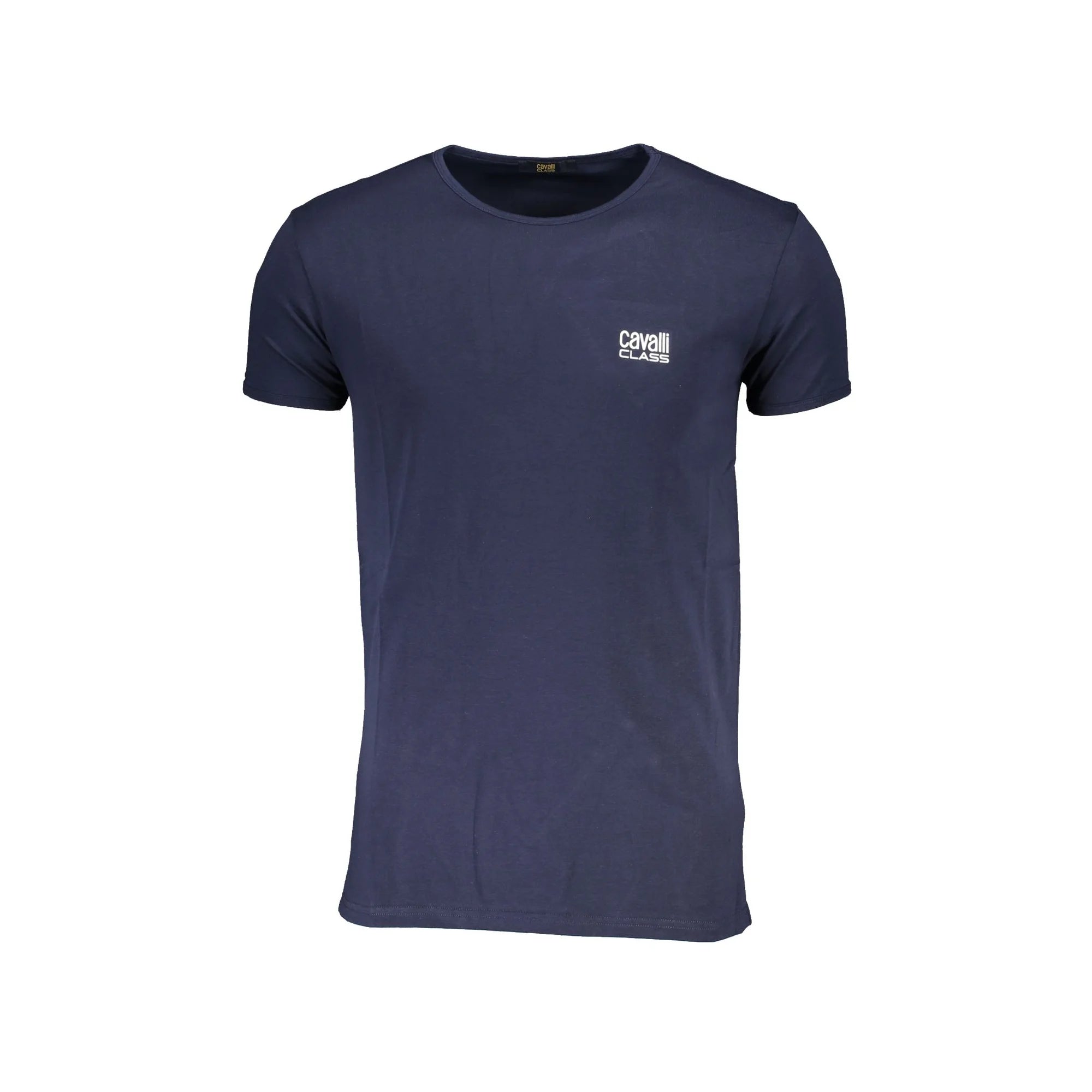 Cavalli Class T-Shirt Uomo Blu Girocollo Cotone Stampa Logo - foto prodotto